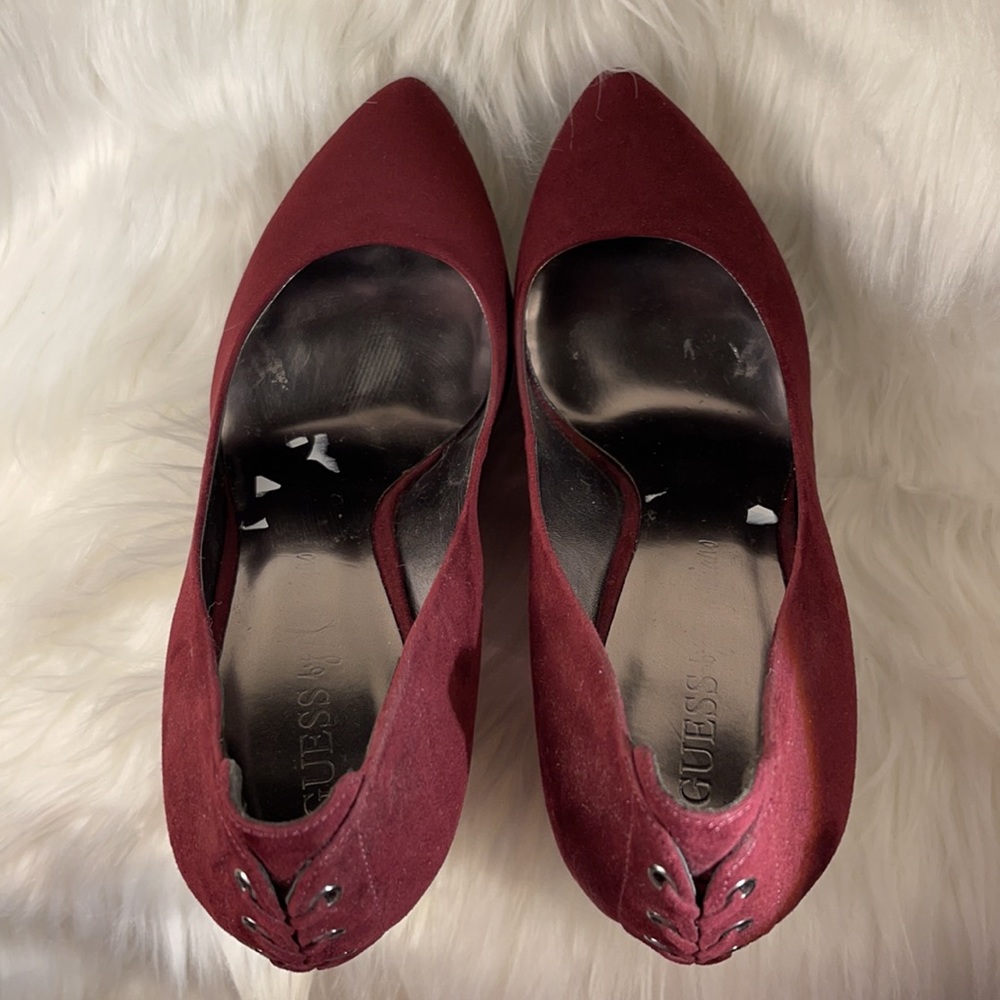 Guess by Marciano Burgundy Corset Wedge - Picture 3 of 12